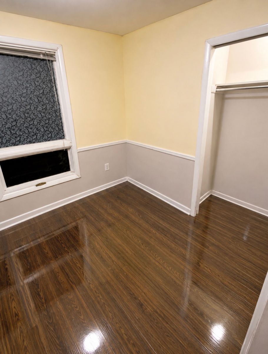 Same corner cleared, cleaned, and gleaming after the move-out deep clean