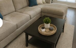 Living room styled and clean after service