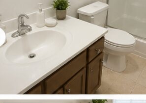 Bathroom vanity spotless after cleaning